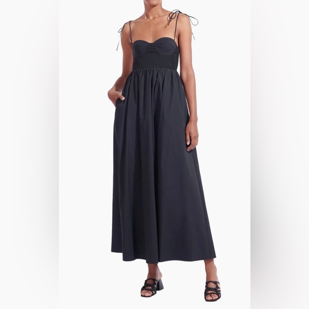 STAUD Landry Black Maxi Dress Size L NWT 350$ - Picture 5 of 13